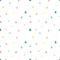 Seamless pattern of hand-drawn colored triangles on a light background. Illustration for children, room, textile, clothes, cards, wrapping paper. Subjects of South America, llamas and alpacas. © Anton