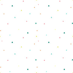 Seamless pattern of hand-drawn small colored triangles on a light background. Illustration for children, room, textile, clothes, cards, wrapping paper. Subjects of South America, llamas and alpacas. © Anton