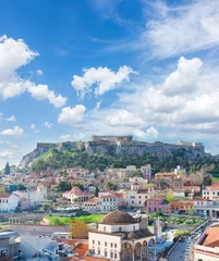 Foto op Canvas Skyline van Athene met Moanstiraki en de Akropolis-heuvel, Athene, Griekenland © neirfy