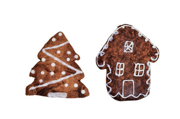 christmas house gingerbread cookie isolated on a white background