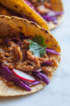 Close up of a taco