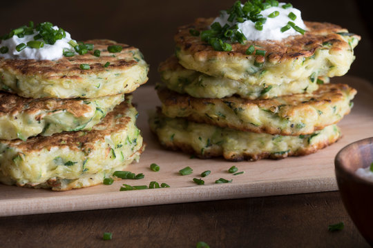 Stacks of potato pancakes