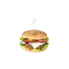 fresh tasty burger isolated on white background