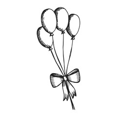 air balloons sketch vector isolated icon. object on white background drawing