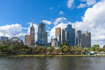 Fototapeta na wymiar Melbourne CBD view with Yarra river on foreground