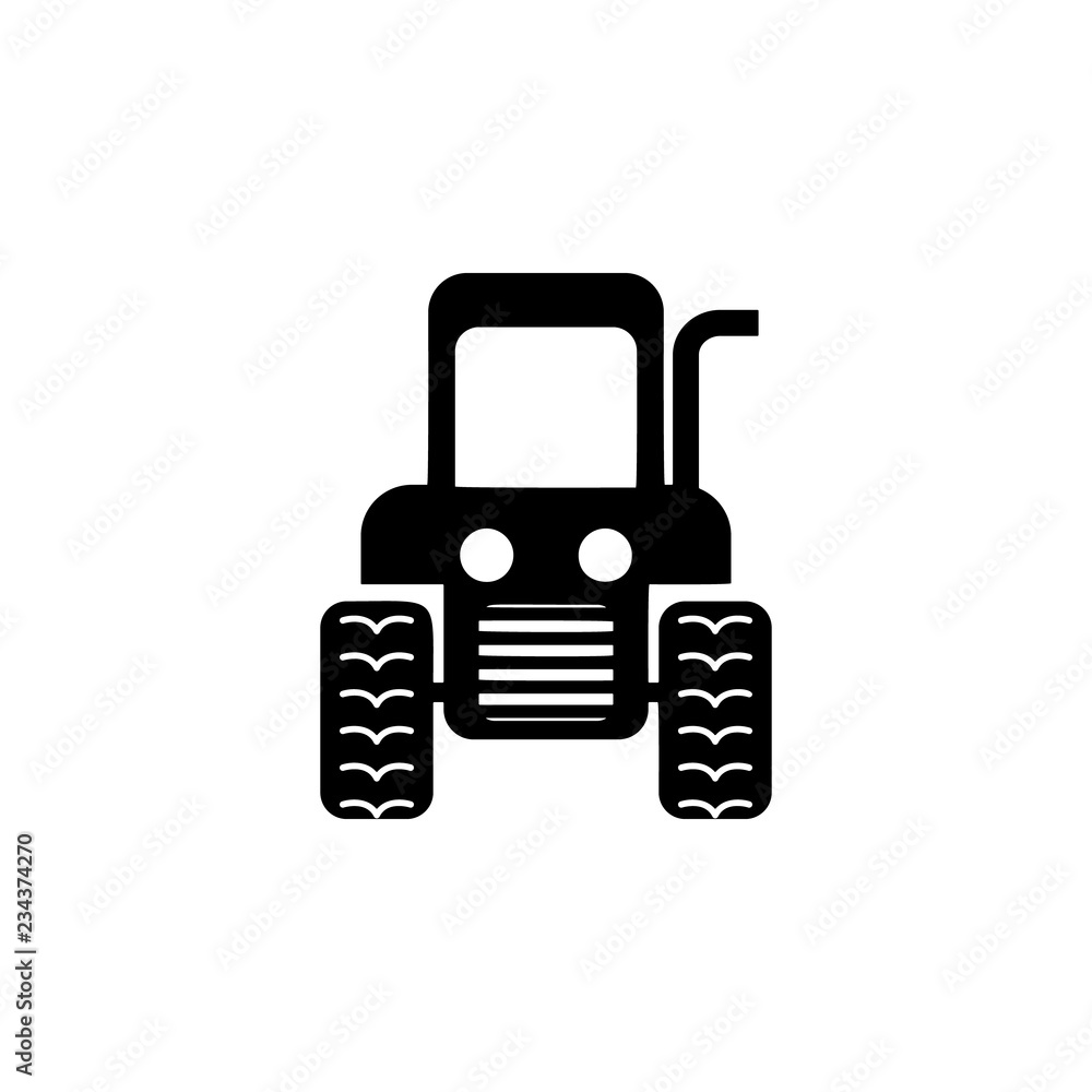 Poster front view wheeled tractor icon. Element of transport front view icon for mobile concept and web apps. Glyph front view wheeled tractor icon can be used for web and mobile