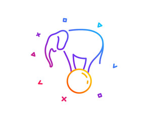 Elephant on ball line icon