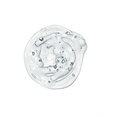 Liquid gel or serum on a screen of microscope white isolated background