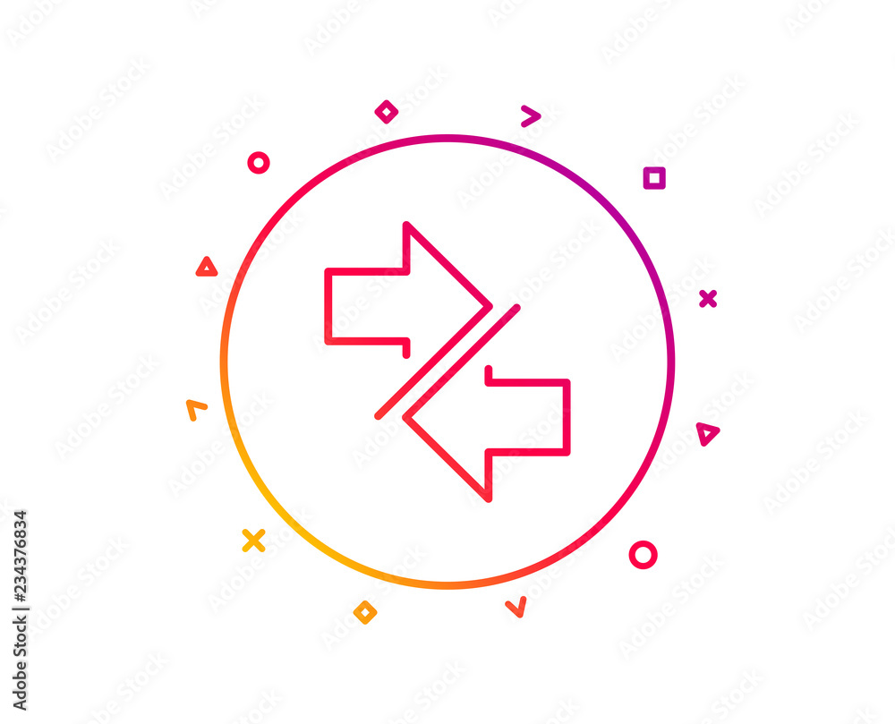 Poster synchronize arrows line icon. communication arrowheads symbol. navigation pointer sign. gradient pat