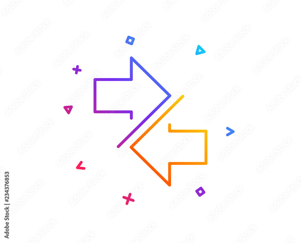Poster synchronize arrows line icon. communication arrowheads symbol. navigation pointer sign. gradient lin
