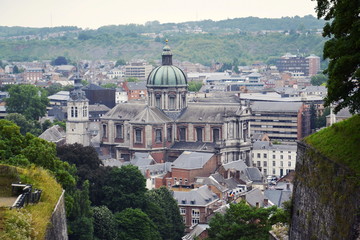 Naklejka premium Belgian city Namur, capital of province of Namur and Wallonia, aerial view