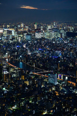 Tokyo skyline night time river