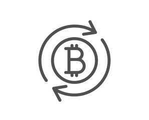 Bitcoin line icon. Refresh cryptocurrency coin sign. Crypto money symbol. Quality design flat app element. Editable stroke Refresh bitcoin icon. Vector