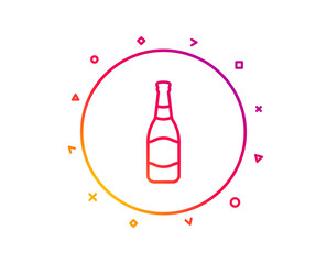 Beer bottle line icon. Pub Craft beer sign. Brewery beverage symbol. Gradient pattern line button. Beer bottle icon design. Geometric shapes. Vector