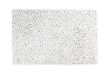 Fuzzy carpet on white background, top view. Interior element