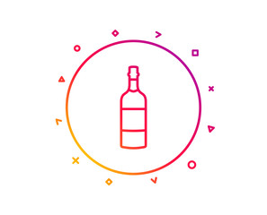 Brandy bottle line icon. Whiskey or Scotch alcohol sign. Gradient pattern line button. Brandy bottle icon design. Geometric shapes. Vector