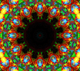 futuristic colorful pattern isolated on black background