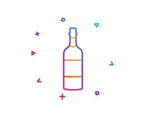 Brandy bottle line icon. Whiskey or Scotch alcohol sign. Gradient line button. Brandy bottle icon design. Colorful geometric shapes. Vector