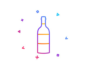 Wine bottle line icon. Merlot or Cabernet Sauvignon sign. Gradient line button. Wine bottle icon design. Colorful geometric shapes. Vector