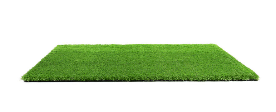 Artificial grass carpet on white background. Exterior element © New Africa