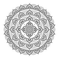 Vector black and white mandala for coloring adult book antistress