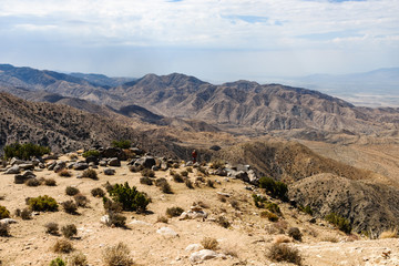 Fototapeta na wymiar Keys View is an overlook over the Coachella Valley of California, at Joshua Tree National Park, California