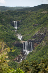 Waterfall in the mountains in Mauritius.