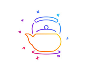 Teapot line icon. Hot drink sign. Fresh beverage in kettle symbol. Gradient line button. Teapot icon design. Colorful geometric shapes. Vector
