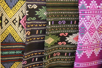 Fototapeta premium Folk handmade fabrics of Thailand has beautiful colors and patterns .