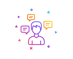 Chat Messages line icon. Conversation sign. Communication speech bubbles symbol. Gradient line button. Conversation messages icon design. Colorful geometric shapes. Vector