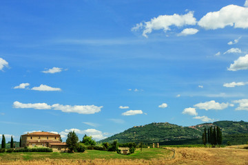 House on the hill in  Val d'Orcia, Tuscany, Italy