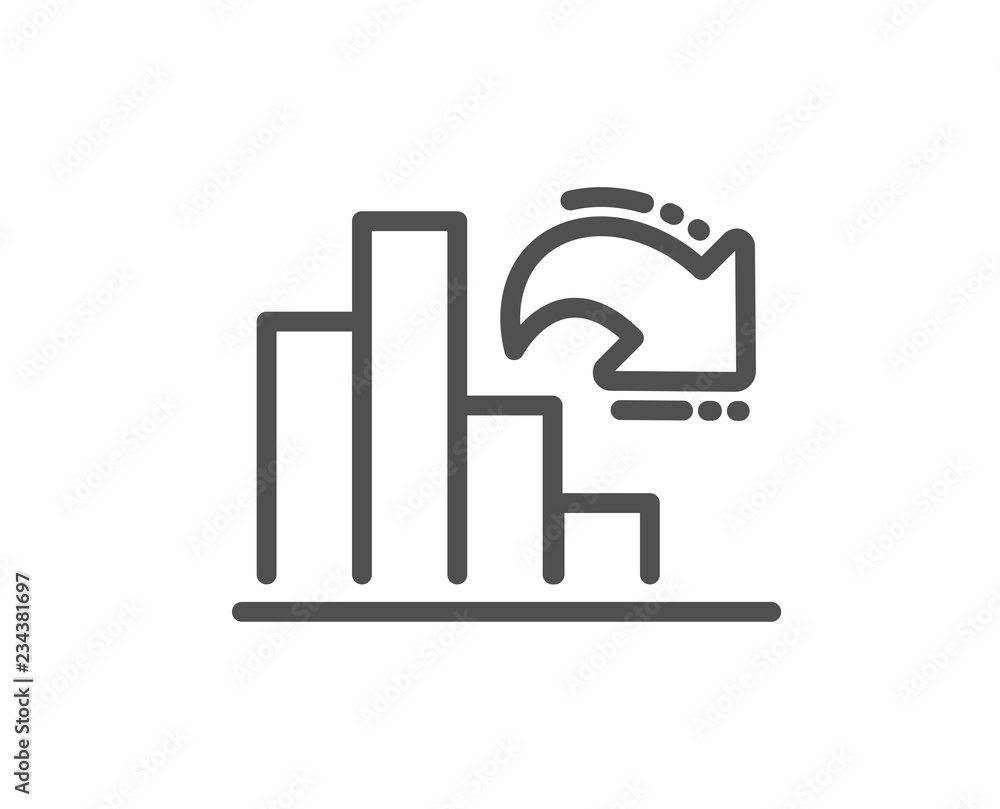 Poster decreasing graph line icon. column chart sign. market analytics symbol. quality design flat app elem