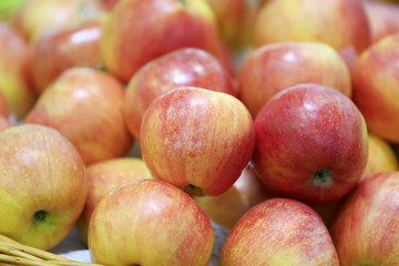 Many apples stack up