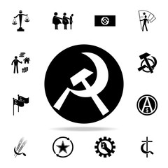 sickle and hammer in a circle icon. Detailed set of communism and socialism icons. Premium graphic design. One of the collection icons for websites, web design, mobile app - obrazy, fototapety, plakaty