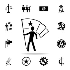 man holds the flag of the USSR icon. Detailed set of communism and socialism icons. Premium graphic design. One of the collection icons for websites, web design, mobile app