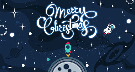 Fototapeta premium Merry Christmas greeting card. Vector colorful template