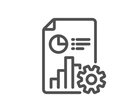 Report line icon. Column graph, pie chart sign. Market analytics symbol. Quality design flat app element. Editable stroke Report icon. Vector