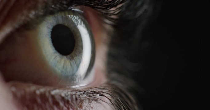 close up macro eye opening human iris natural beauty