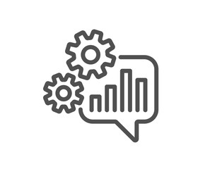 Cogwheel chat line icon. Engineering tool sign. Cog gear symbol. Quality design flat app element. Editable stroke Cogwheel icon. Vector