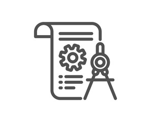 Divider document line icon. Engineering cogwheel tool sign. Cog gear symbol. Quality design flat app element. Editable stroke Divider document icon. Vector