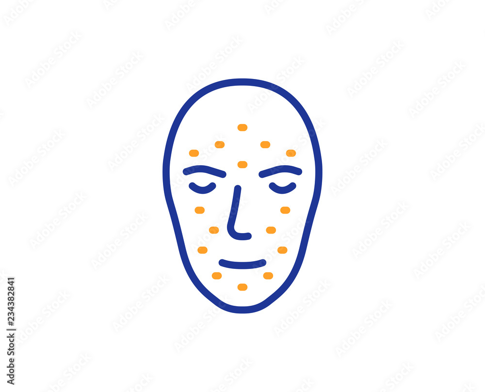Poster face biometrics line icon. facial recognition sign. head scanning symbol. colorful outline concept. 