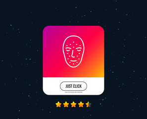 Face biometrics line icon. Facial recognition sign. Head scanning symbol. Web or internet line icon design. Rating stars. Just click button. Vector