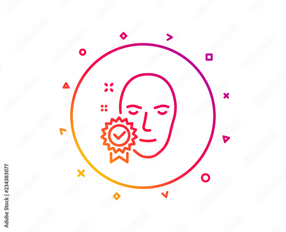 Poster face verified line icon. access granted sign. facial identification success symbol. gradient pattern