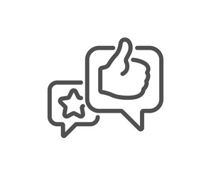 Star, like hand line icon. Feedback rating sign. Customer satisfaction symbol. Quality design flat app element. Editable stroke Like icon. Vector