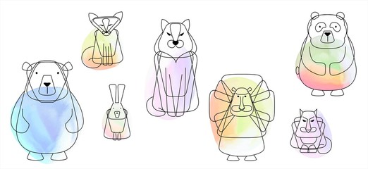 Abstract animals. Line design. Vector illustration