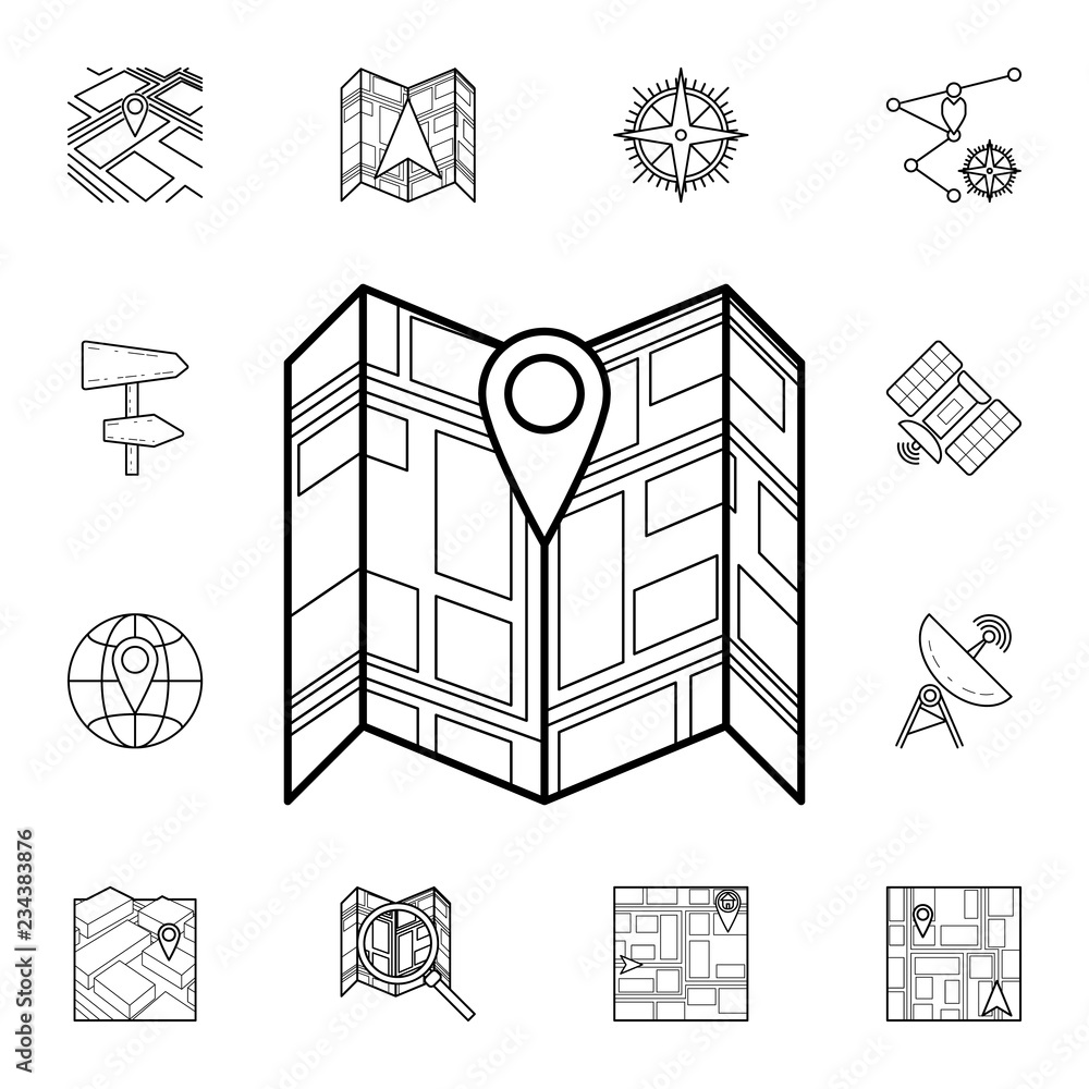 Poster pin on the expanded map icon. detailed set of navigation icons. premium graphic design. one of the c