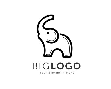 Simple roaring elephant line art logo design inspiration