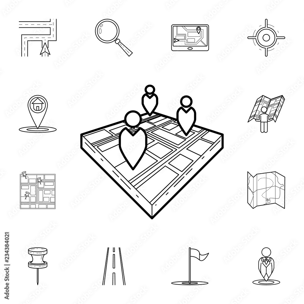 Poster people on 3d map icon. detailed set of navigation icons. premium graphic design. one of the collecti