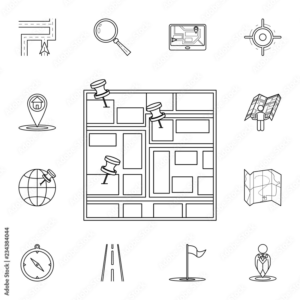 Poster pins on the map icon. detailed set of navigation icons. premium graphic design. one of the collectio
