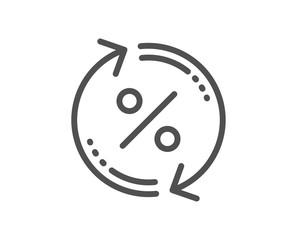 Loan percent update line icon. Discount sign. Credit percentage rate symbol. Quality design flat app element. Editable stroke Loan percent icon. Vector